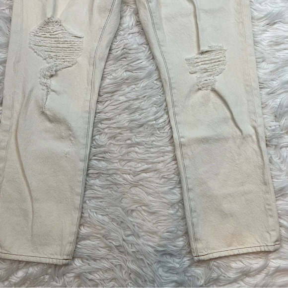 NWOT NSF Slouchy Straight Distressed Jeans Chalk Off-White Designer Casual 28 - Picture 4 of 11